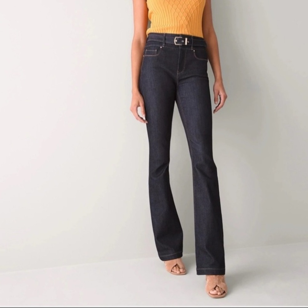 WHBM HR Sculpt Skny Flare Jeans Midnight Rinse NWT 16L